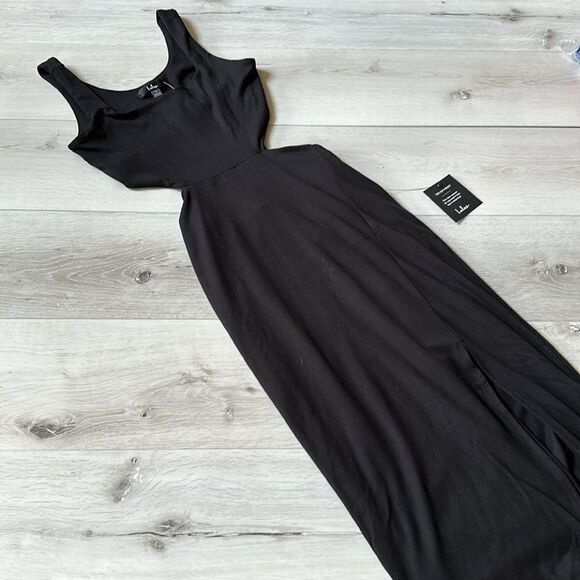 Lulus Be Mine Black Open Back Midi Dress Small Nwt - Picture 6 of 7